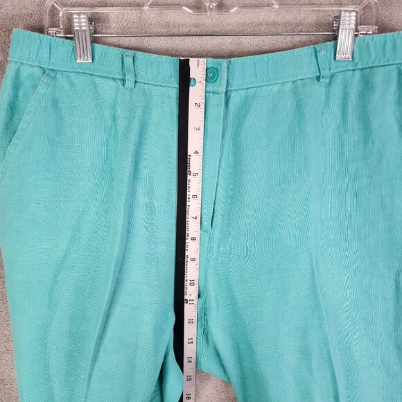 Womens JM Collection Pants Turquoise Straight Leg 100% Linen Hi Rise Size 14 - Picture 7 of 11
